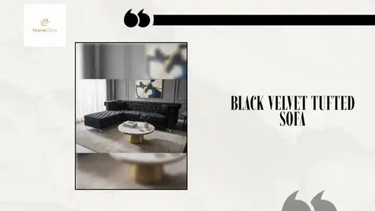 Black Velvet Tufted Sofa by@Outfy