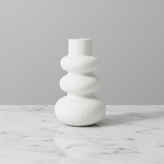 White vase close-up on marble